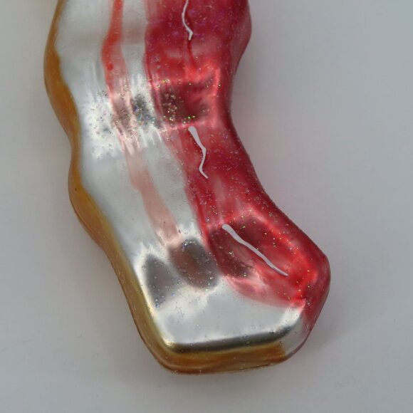 Robert Stanley Strip Of Bacon Ornament Glass Glittered Christmas Holiday NEW - Picture 3 of 6